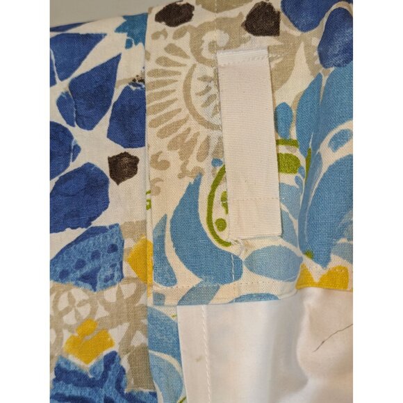 Pottery Barn Lined Floral Tile Curtain Panel  Set of 2 70x108 Linen Cotton - Picture 3 of 5